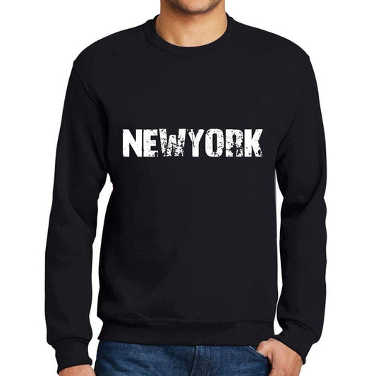 Ultrabasic Homme Imprimé Graphique Sweat-Shirt Popular Words Newyork Noir Profond
