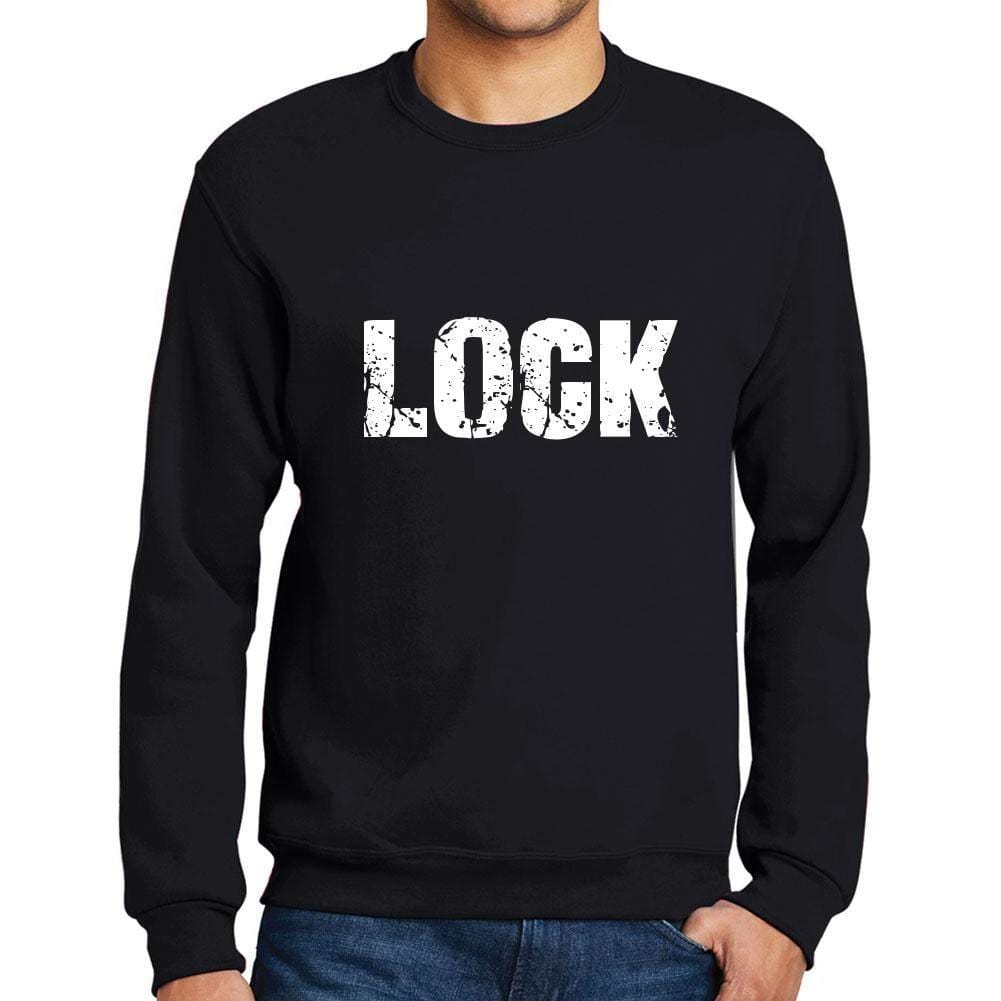 Ultrabasic Homme Imprimé Graphique Sweat-Shirt Popular Words Lock Noir Profond