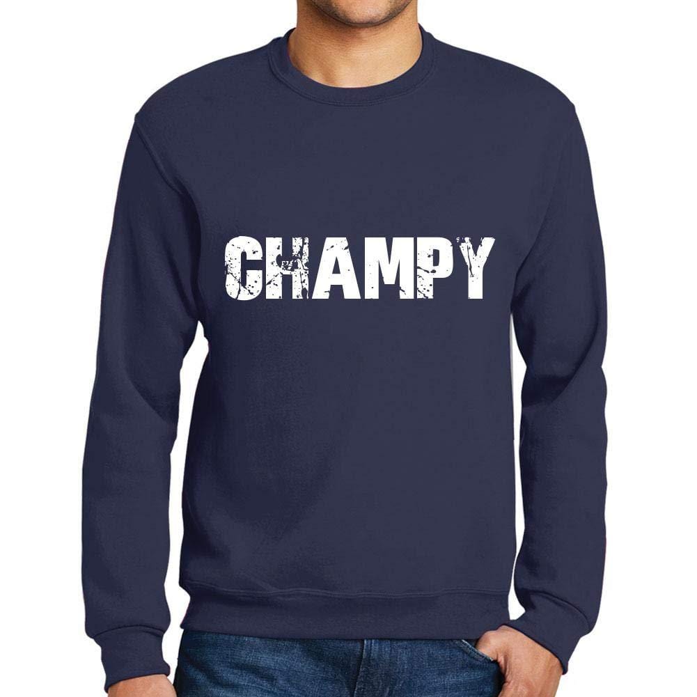 Ultrabasic Homme Imprimé Graphique Sweat-Shirt Popular Words CHAMPY French Marine