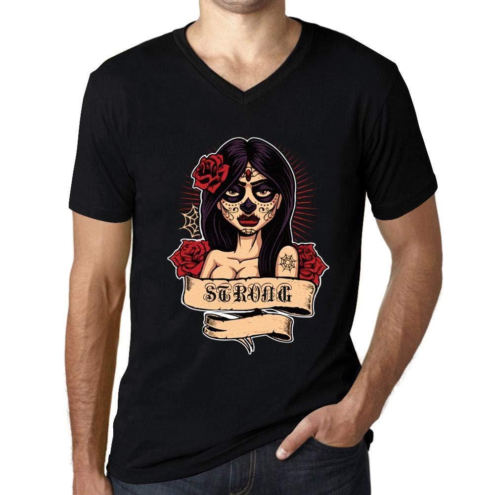 Ultrabasic - Homme Graphique Col V Tee Shirt Women Flower Tattoo Strong