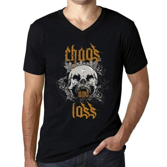 Ultrabasic - Homme Graphique Col V Tee Shirt Chaos and Loss Noir Profond