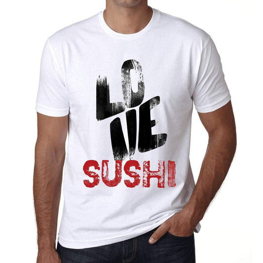 Ultrabasic - Homme T-Shirt Graphique Love Sushi Blanc