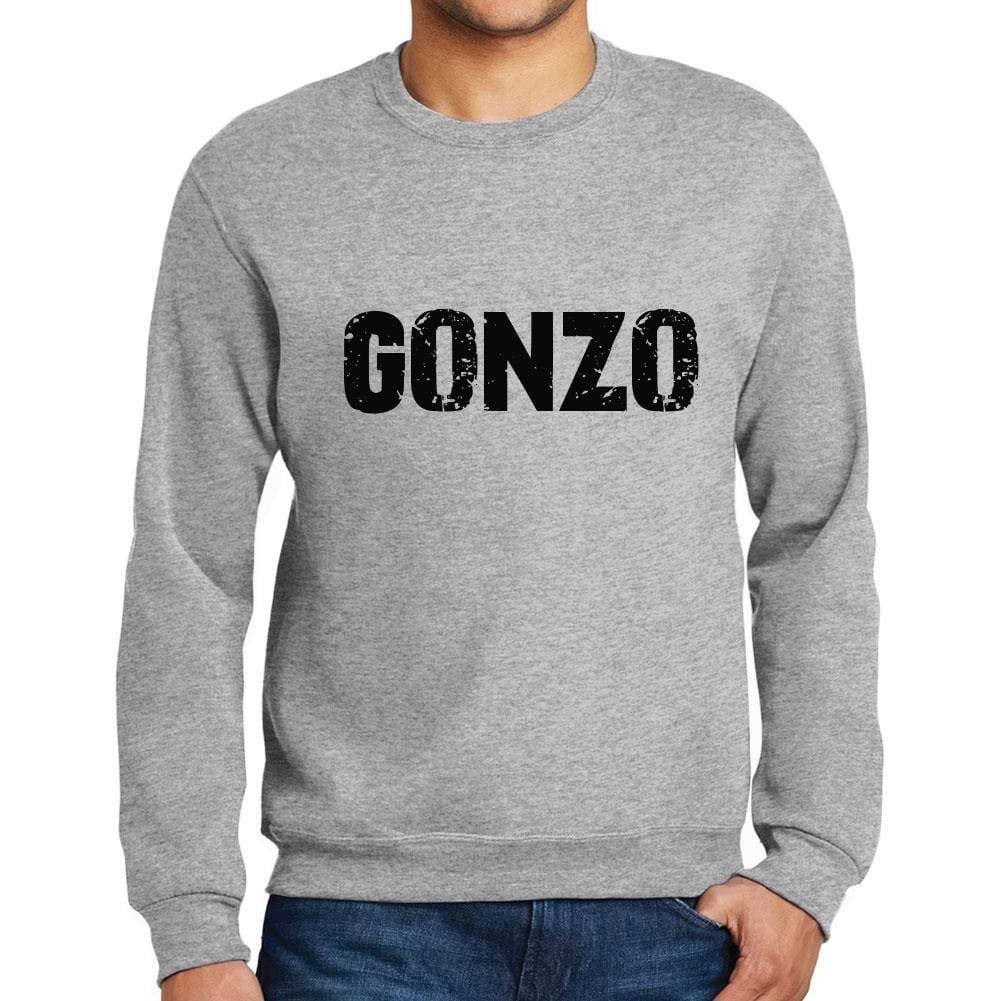 Ultrabasic Homme Imprimé Graphique Sweat-Shirt Popular Words Gonzo Gris Chiné