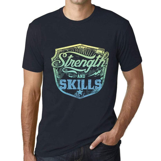 Homme T-Shirt Graphique Imprimé Vintage Tee Strength and Skills Marine
