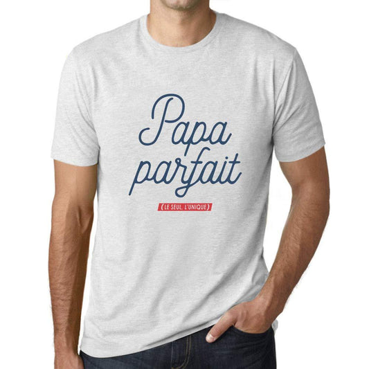 Ultrabasic - Homme Graphique Papa Parfait T-Shirt Marine Lettre Blanc Chiné