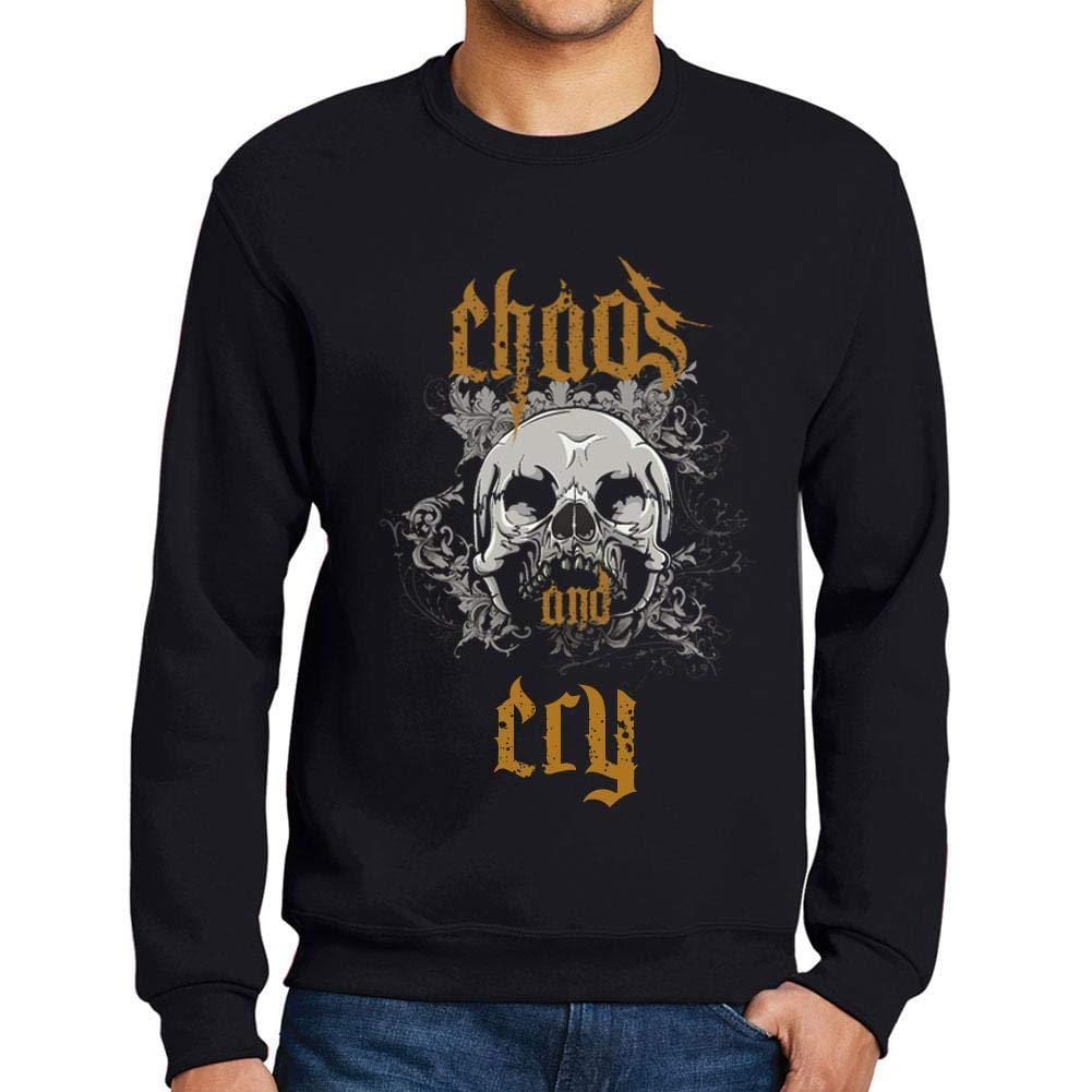 Ultrabasic - Homme Imprimé Graphique Sweat-Shirt Chaos and Cry Noir Profond