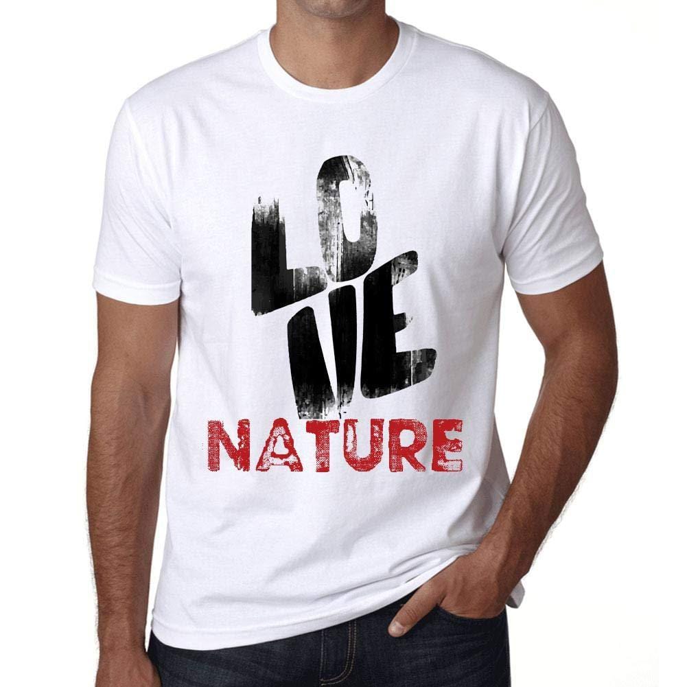 Ultrabasic - Homme T-Shirt Graphique Love Nature Blanc