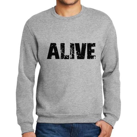 Ultrabasic Homme Imprimé Graphique Sweat-Shirt Popular Words Alive Gris Chiné