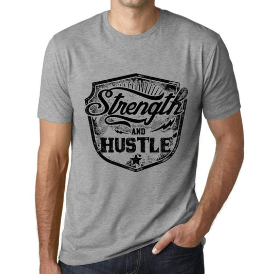 Homme T-Shirt Graphique Imprimé Vintage Tee Strength and Hustle Gris Chiné