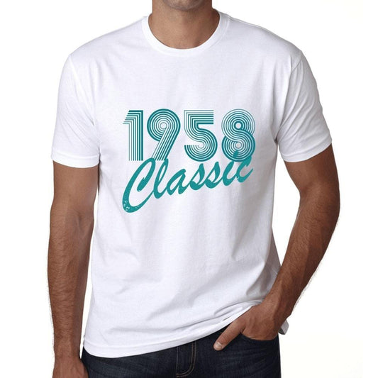 Ultrabasic - Homme T-Shirt Graphique Years Lines Classic 1958 Blanc