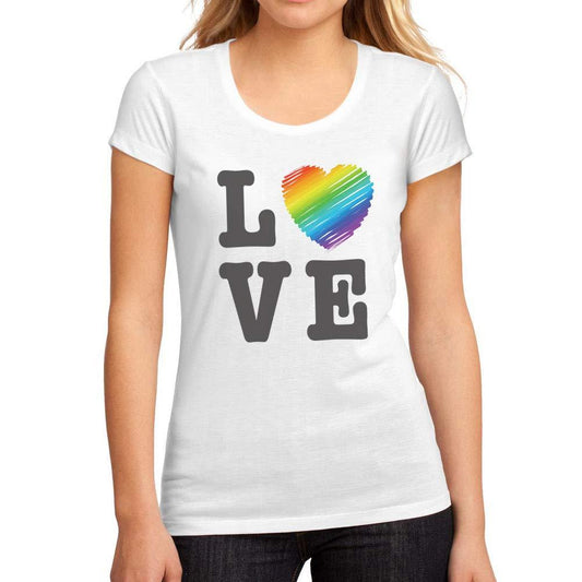 Femme Graphique Tee Shirt LGBT Love Blanc