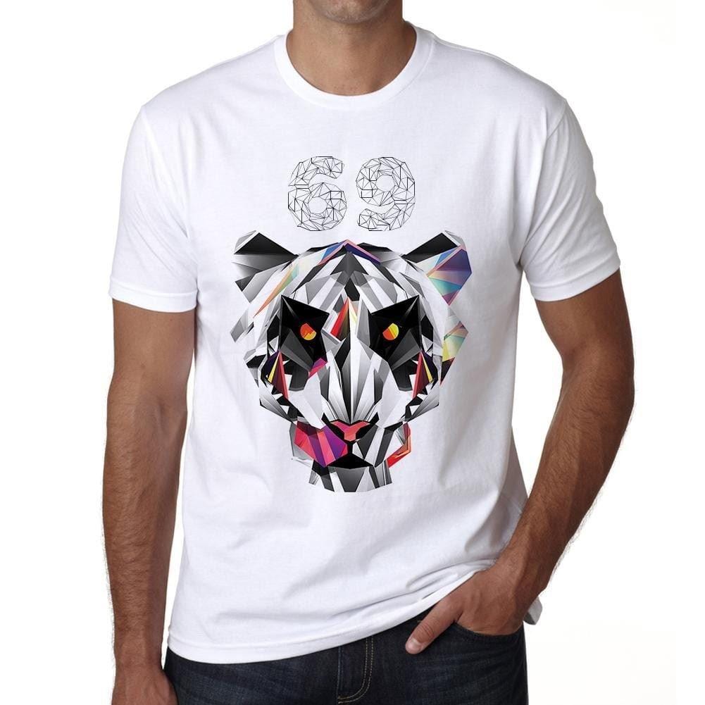 Homme Tee Vintage T Shirt Geometric Tiger Number 69