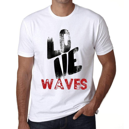Ultrabasic - Homme T-Shirt Graphique Love Waves Blanc