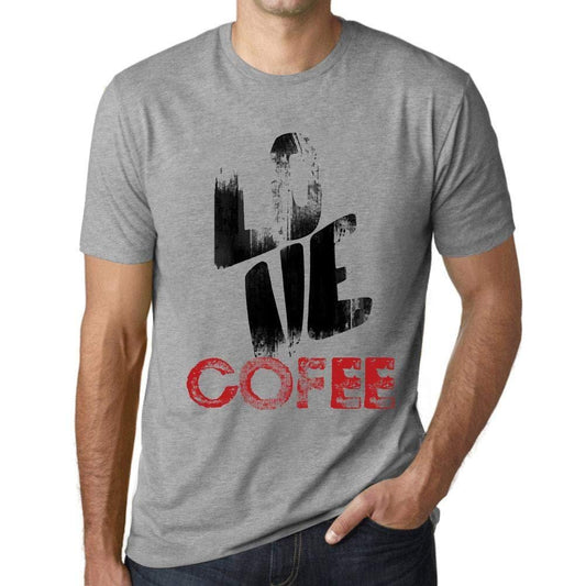 Ultrabasic - Homme T-Shirt Graphique Love Cofee Gris Chiné