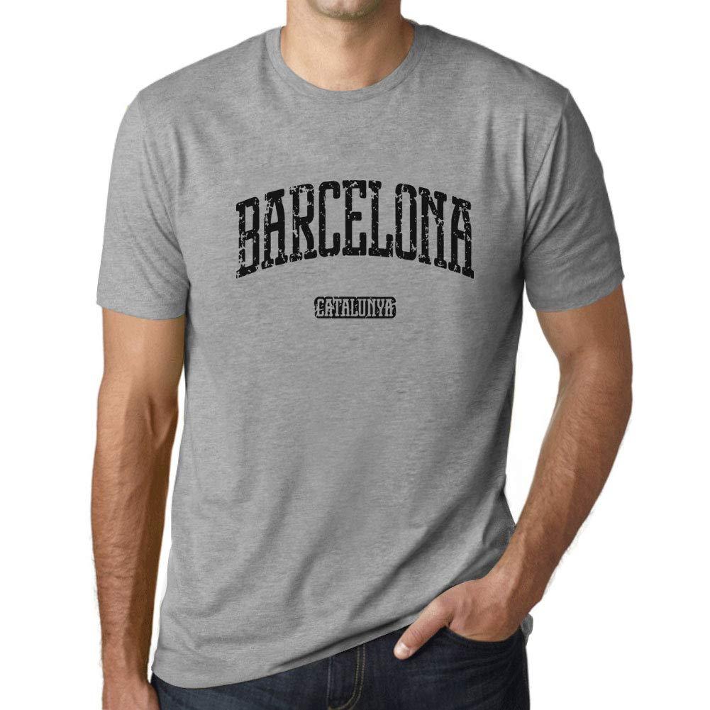 Ultrabasic - Homme T-Shirt Graphique Barcelona Catalunya Lettres Imprimées Gris Chiné