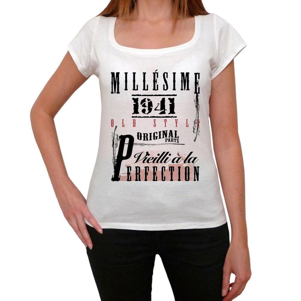 1941, T-shirt femme, manches courtes, cadeaux,anniversaire, blanc