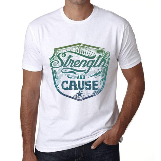 Homme T-Shirt Graphique Imprimé Vintage Tee Strength and Cause Blanc