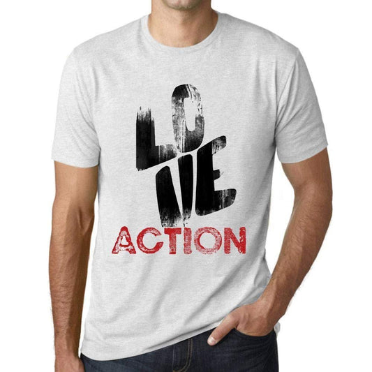 Ultrabasic - Homme T-Shirt Graphique Love Action Blanc Chiné