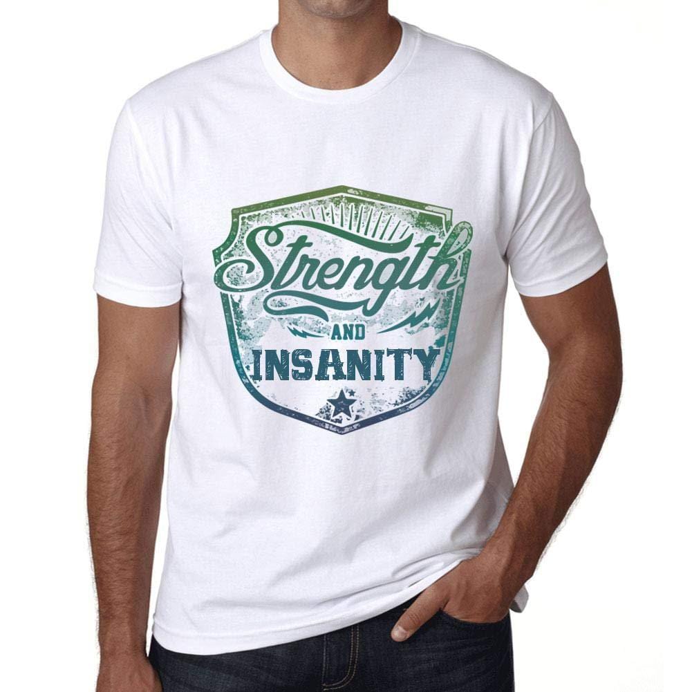 Homme T-Shirt Graphique Imprimé Vintage Tee Strength and Insanity Blanc