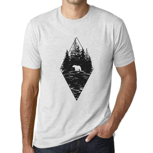 Ultrabasic - Homme T-Shirt Graphique Ours de la Forêt Blanc Chiné
