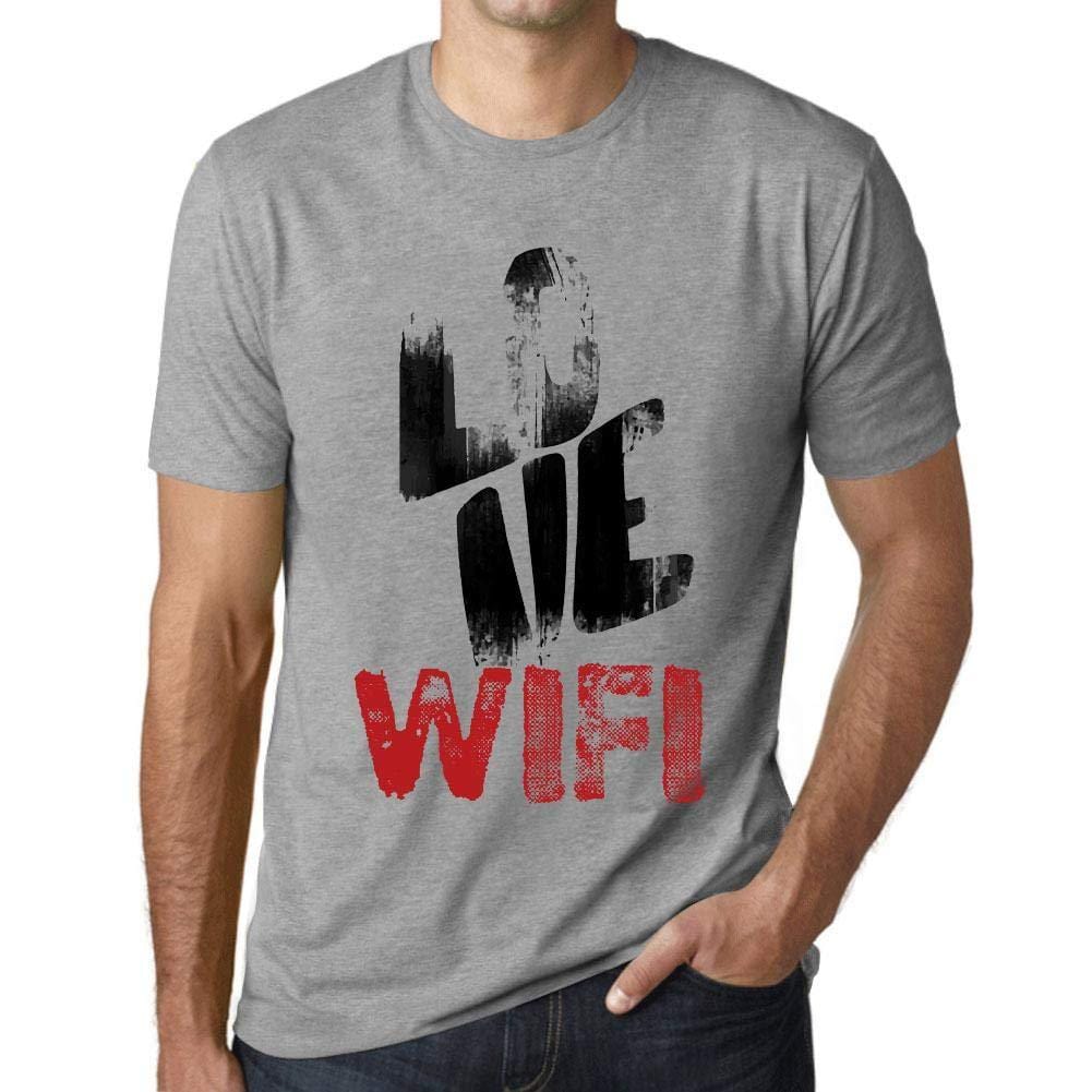 Ultrabasic - Homme T-Shirt Graphique Love WiFi Gris Chiné