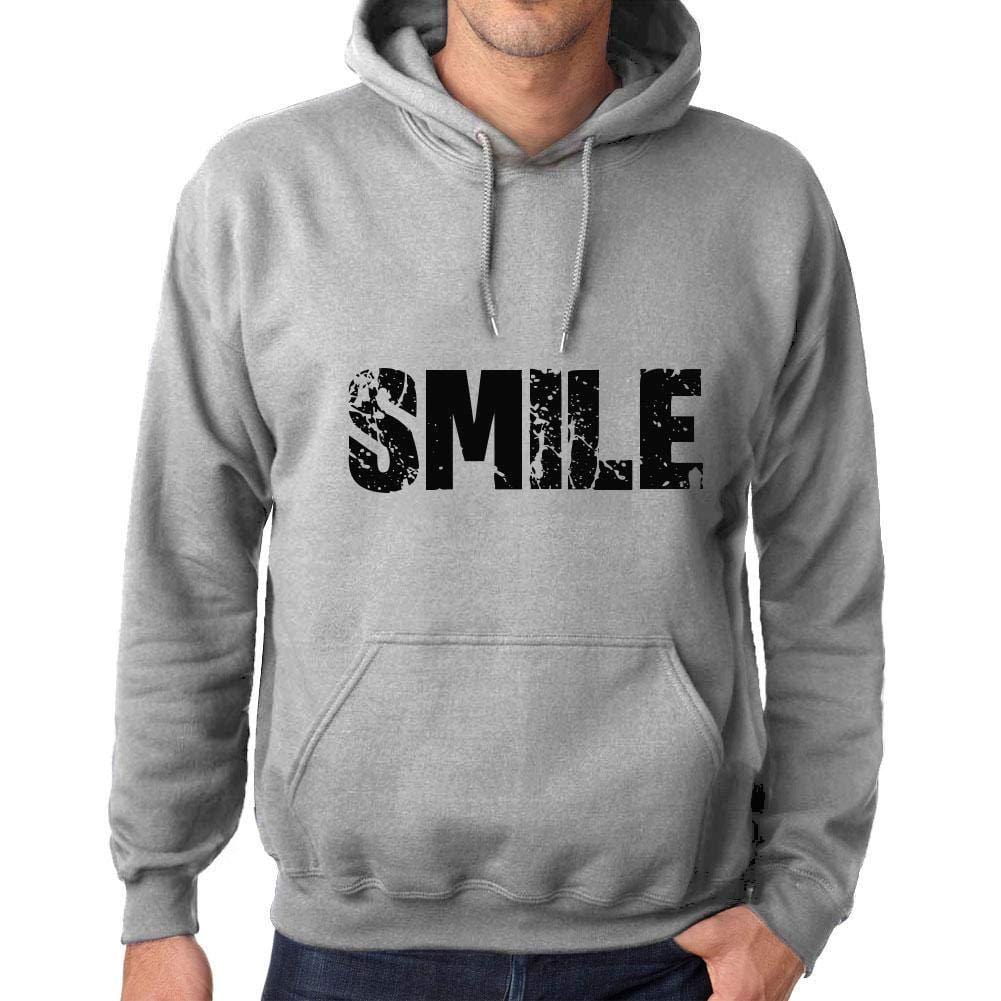 Ultrabasic Homme Femme Unisex Sweat à Capuche Hoodie Popular Words Smile Gris Chiné