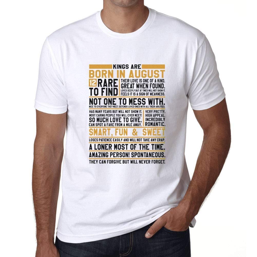 Ultrabasic - Homme T-Shirt Graphique Les Rois sont Nés en Août Imprimé T-Shirt Blanc