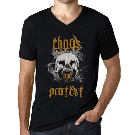 Ultrabasic - Homme Graphique Col V Tee Shirt Chaos and Protest Noir Profond