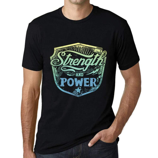 Homme T-Shirt Graphique Imprimé Vintage Tee Strength and Power Noir Profond
