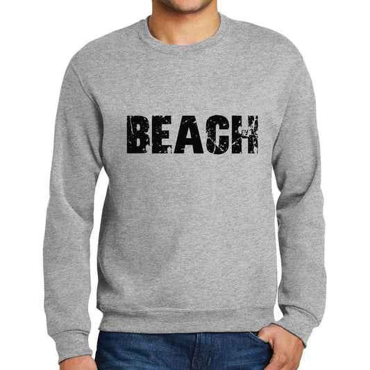 Ultrabasic Homme Imprimé Graphique Sweat-Shirt Popular Words Beach Gris Chiné