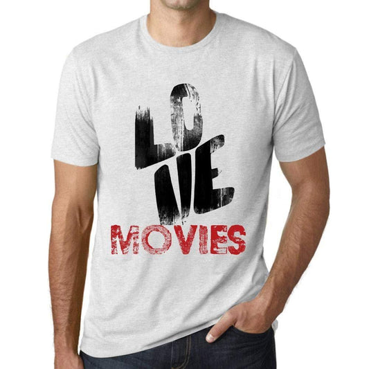 Ultrabasic - Homme T-Shirt Graphique Love Movies Blanc Chiné