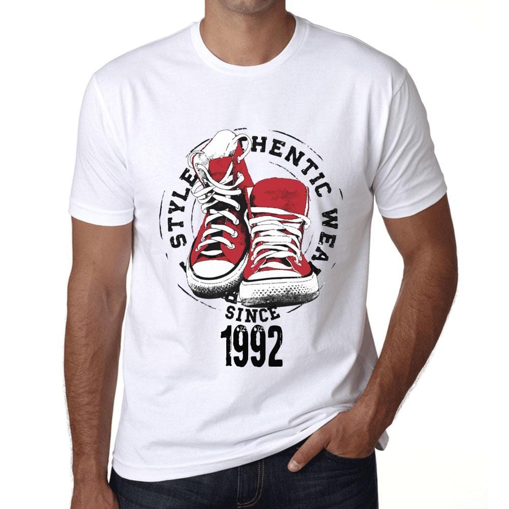 Men&rsquo;s Vintage Tee Shirt Graphic T shirt Authentic Style Since 1992 White - Ultrabasic