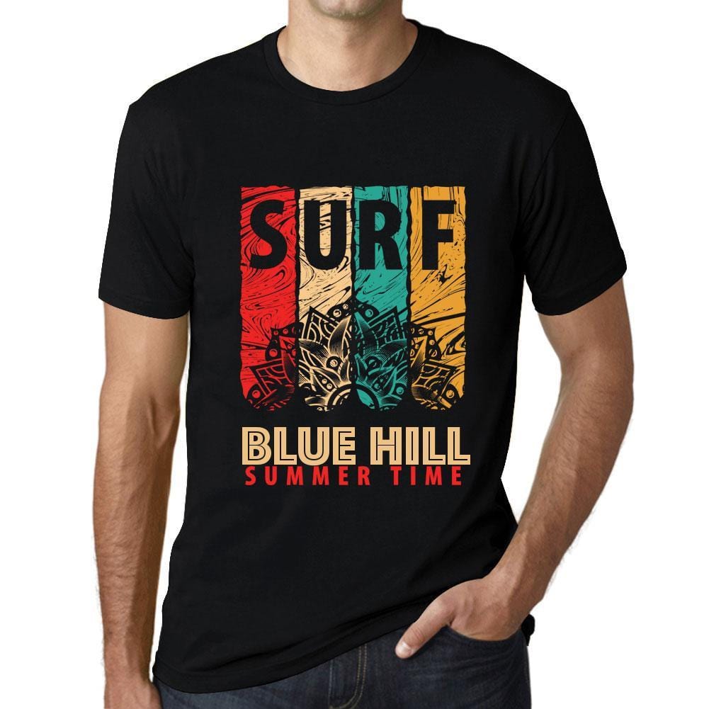 Men&rsquo;s Graphic T-Shirt Surf Summer Time BLUE HILL Deep Black - Ultrabasic