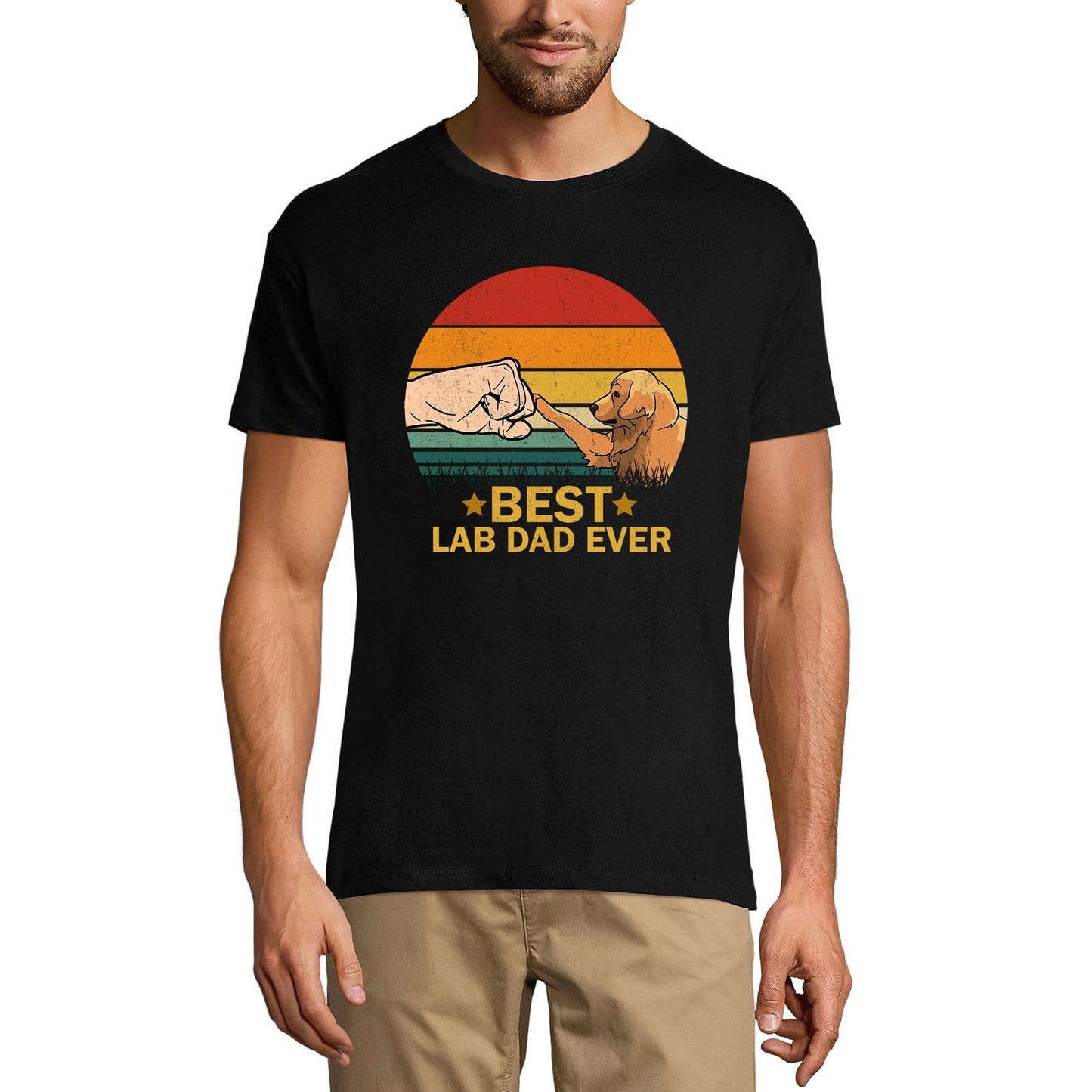 ULTRABASIC Men's Graphic T-Shirt Best Lab Dad Ever - Labrador Fist Bump - Vintage Shirt