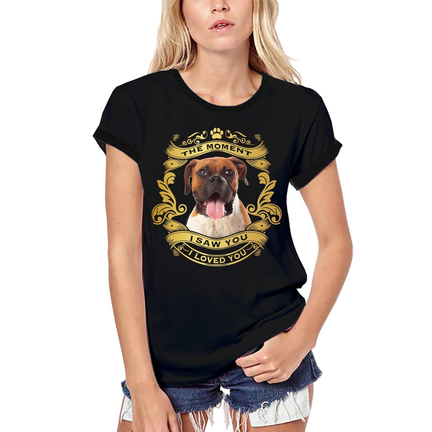 ULTRABASIC Women's Organic T-Shirt Boxer Dog - Moment I Saw You I Loved You Puppy Tee Shirt for Ladies