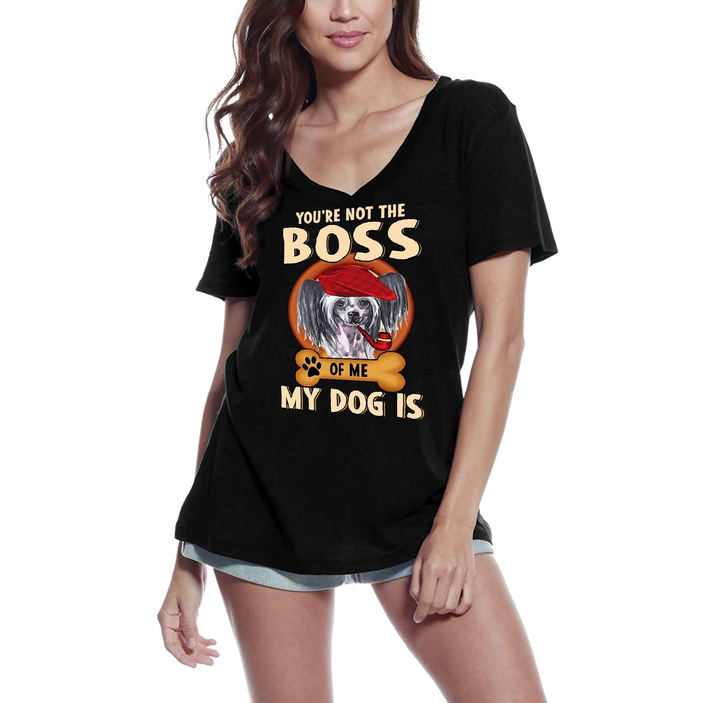 ULTRABASIC Women's T-Shirt Chinese Crested Cute Dog Lover - Short Sleeve Tee Shirt Quote Tops