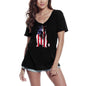 ULTRABASIC Women's V-Neck T-Shirt Dog US Flag - Funny Tee Shirt