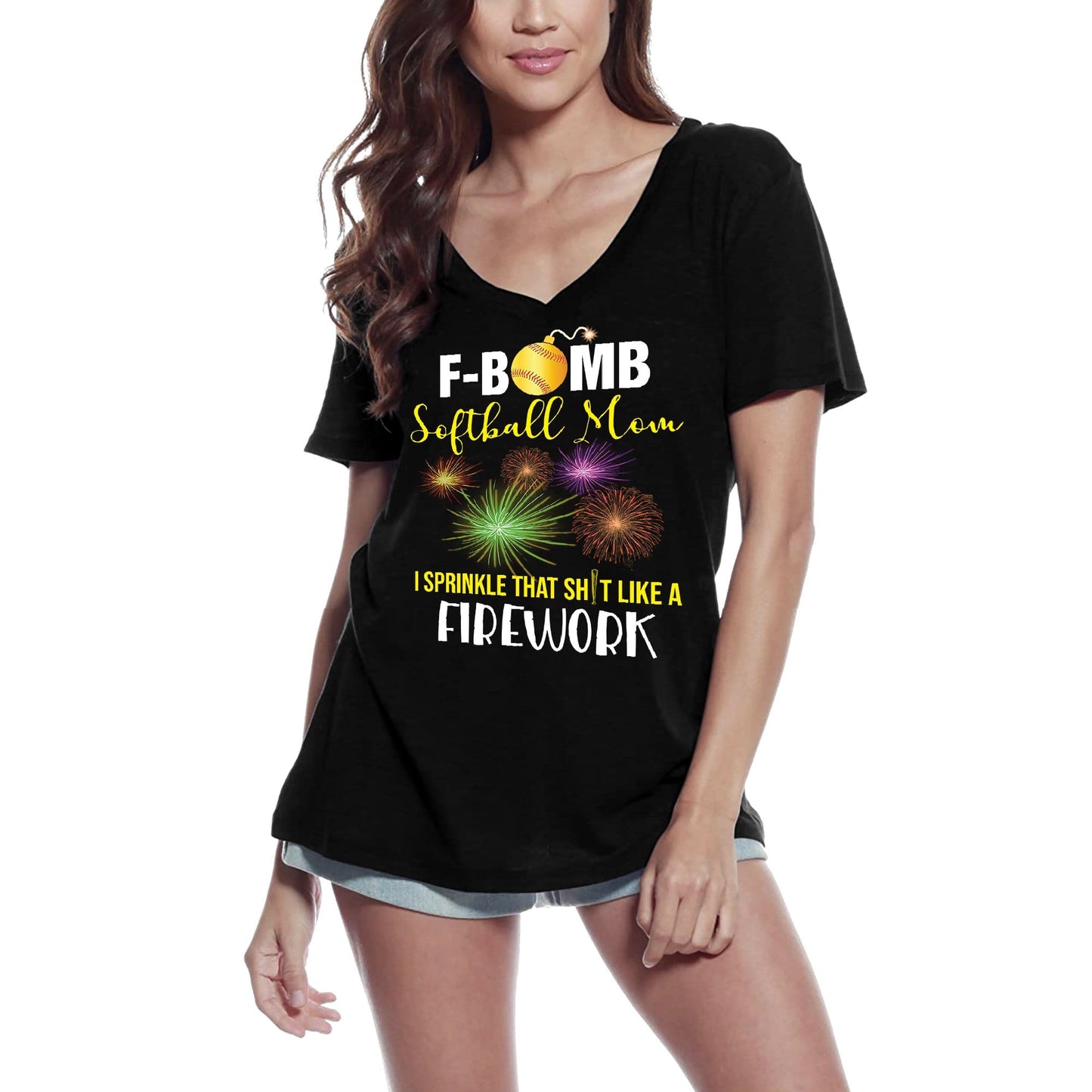 ULTRABASIC Women's T-Shirt F-Bomb Softball Mom - Funny Sports Tee Shirt
