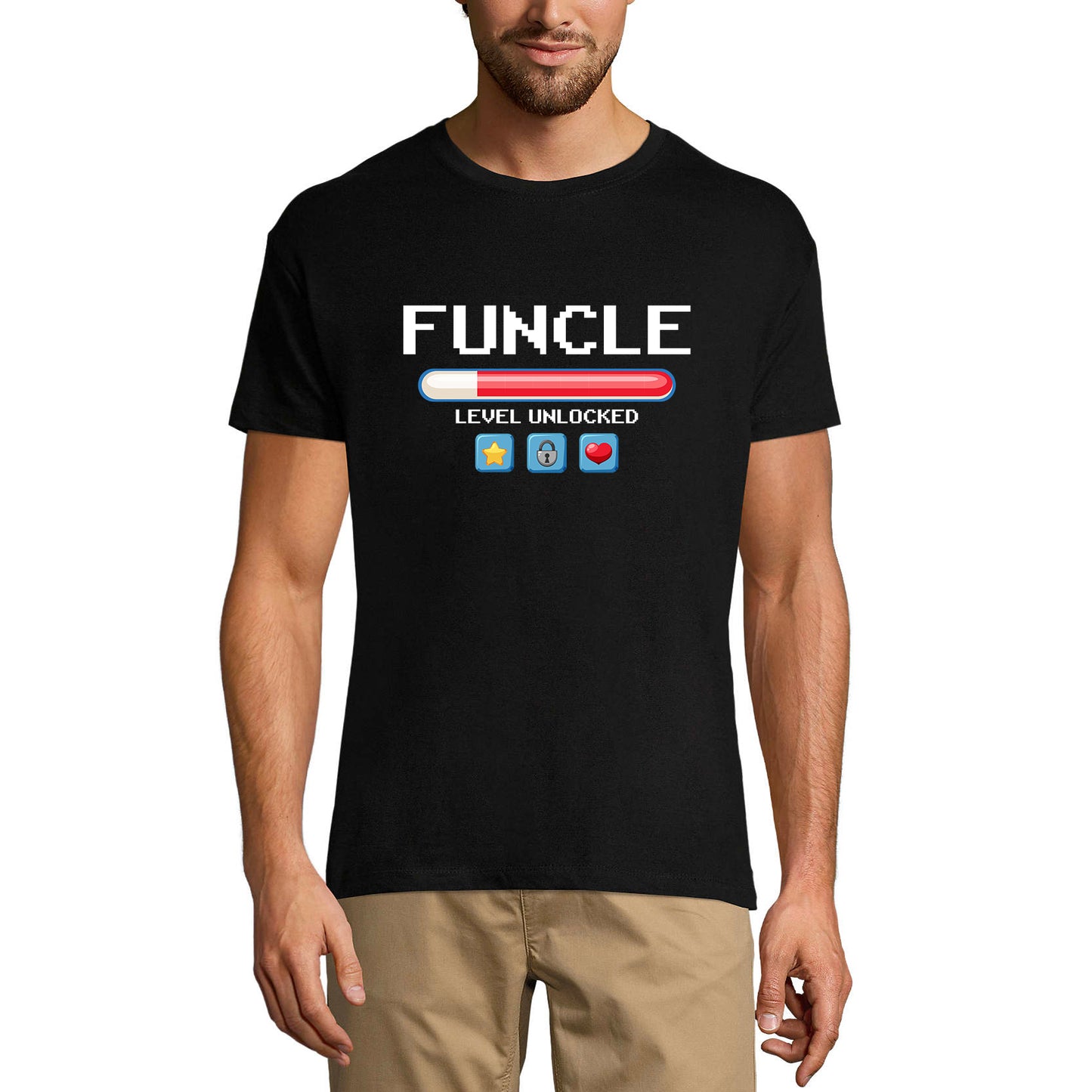 ULTRABASIC Men's Graphic T-Shirt Funcle Level Unlocked - Funny Gamer Shirt