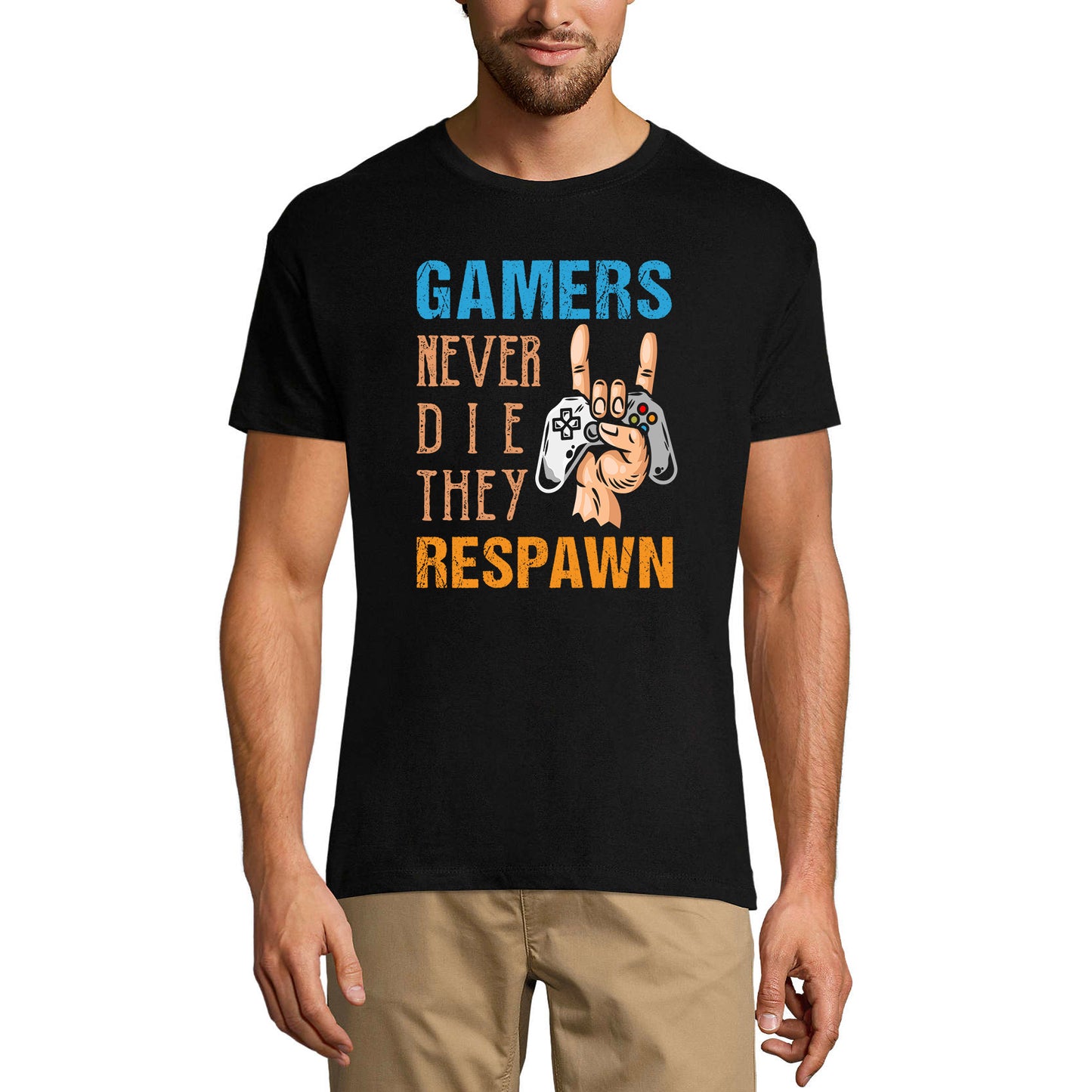 ULTRABASIC Graphic Men's T-Shirt Gamers Never Die They Respawn - Gaming Quote