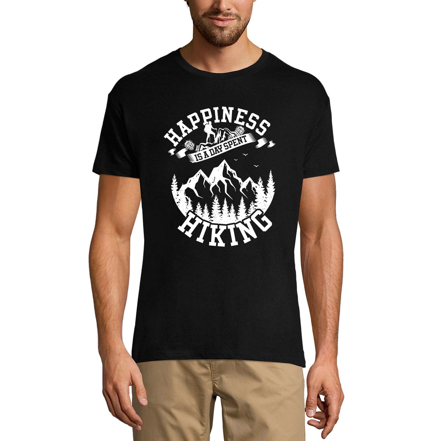ULTRABASIC Men's T-Shirt Happiness is a Day Spent Hiking - Mountain Hiker Tee Shirt