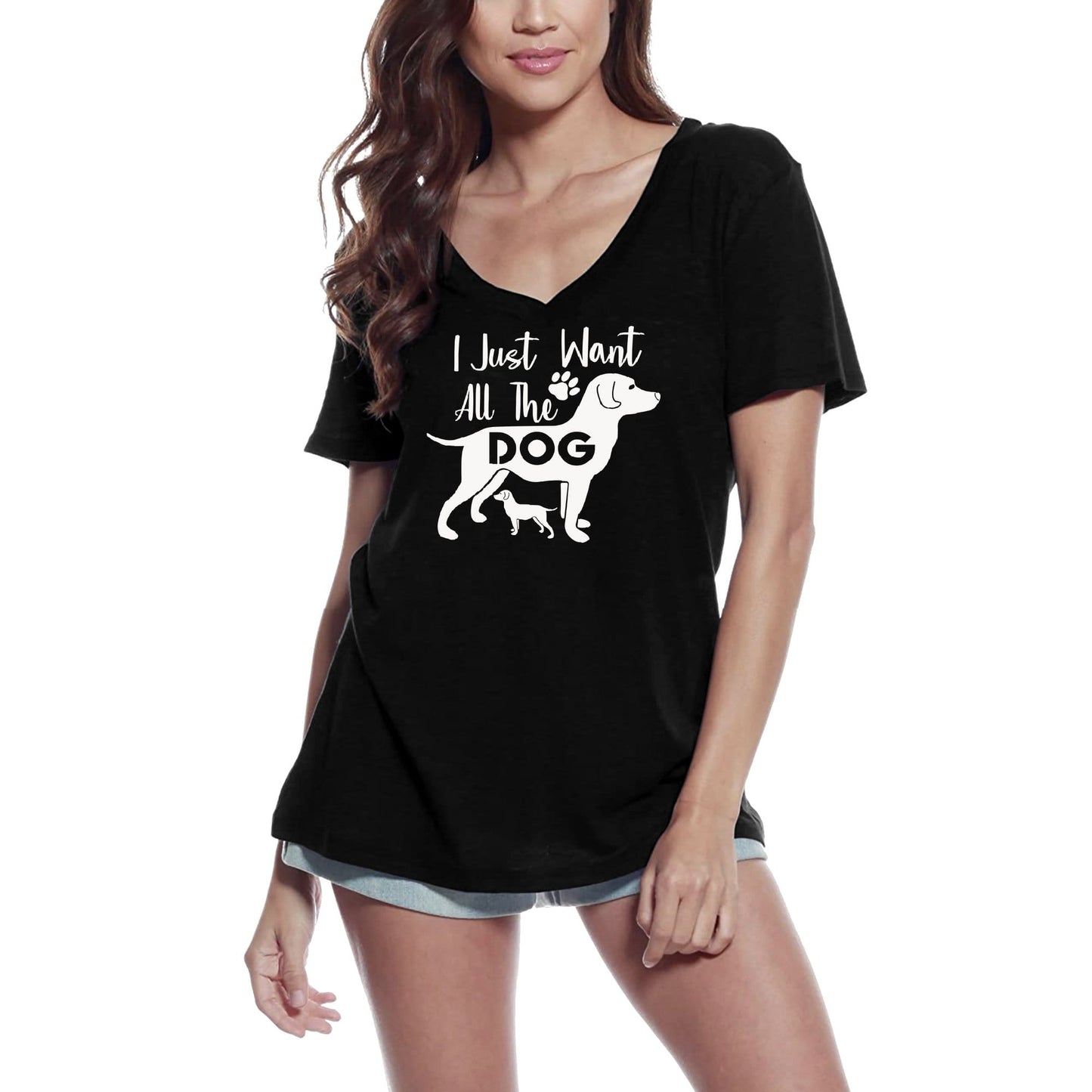 ULTRABASIC Women's T-Shirt I Just Want All the Dog - Short Sleeve Tee Shirt Tops