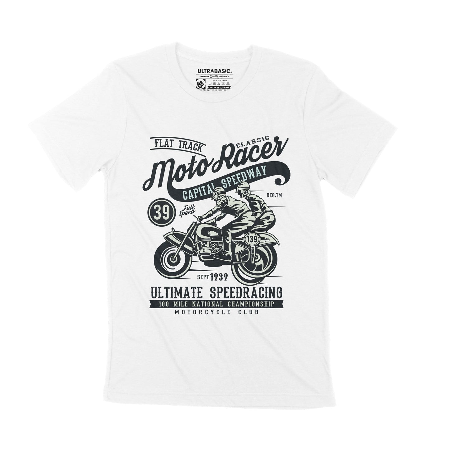 ULTRABASIC Men's T-Shirt Classic Moto Racer - Motorcycle Club Since 1939 Tee Shirt