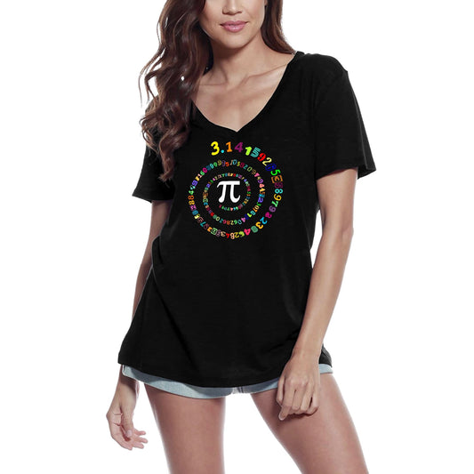 ULTRABASIC Women's V-Neck T-Shirt National Pi Day - Pi Sign Spiral