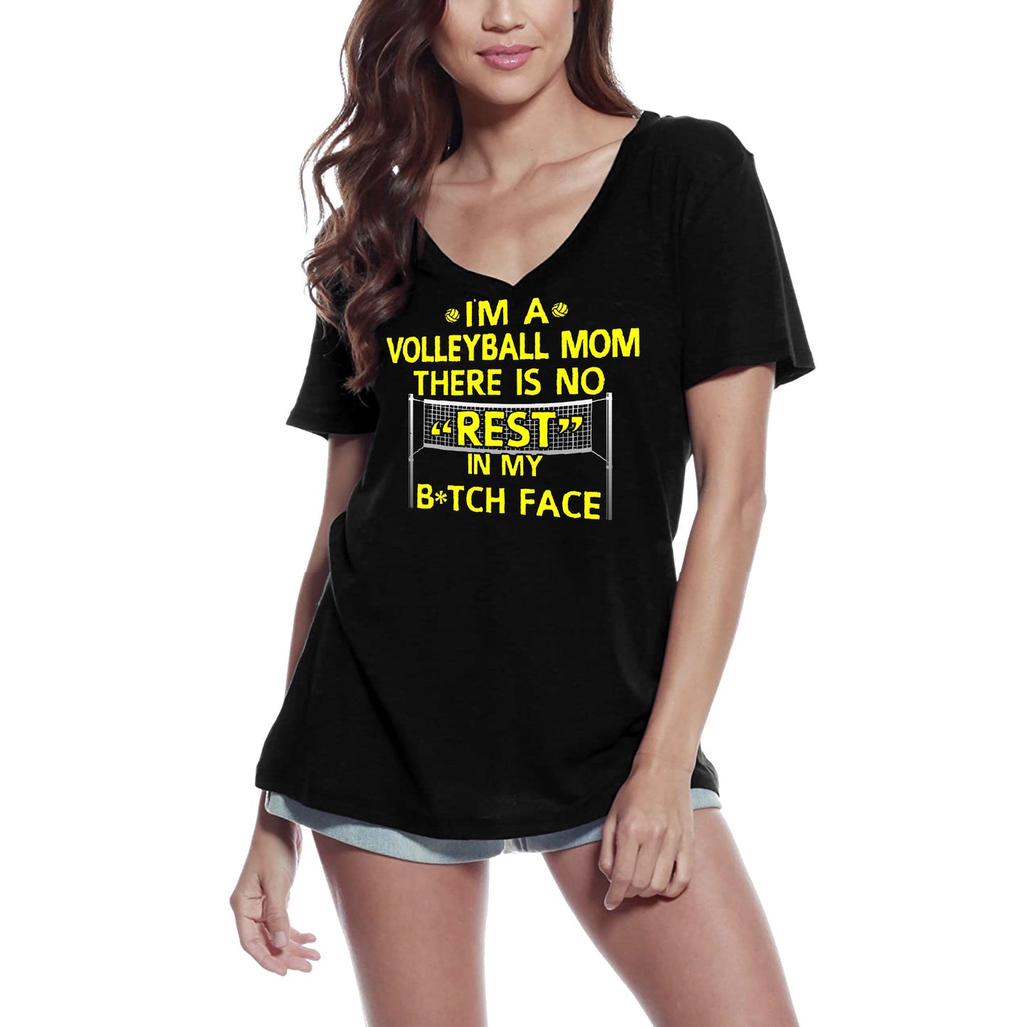 ULTRABASIC Women's V-Neck T-Shirt I'm a Volleyball Mom - Funny Quote