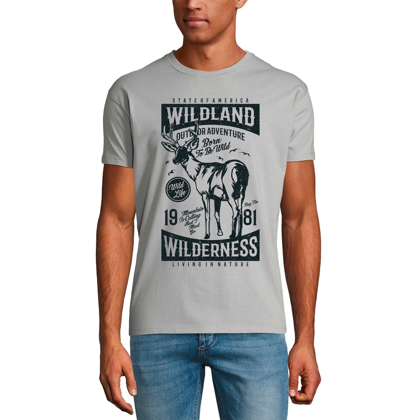 ULTRABASIC Men's T-Shirt State of America Wild Land - Born To Be Wild - Deer Adventure Tee Shirt