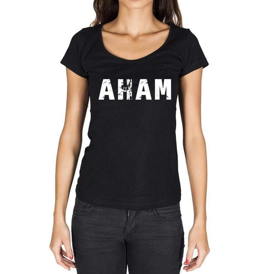 Aham German Cities Black Womens Short Sleeve Round Neck T-Shirt 00002 - Casual