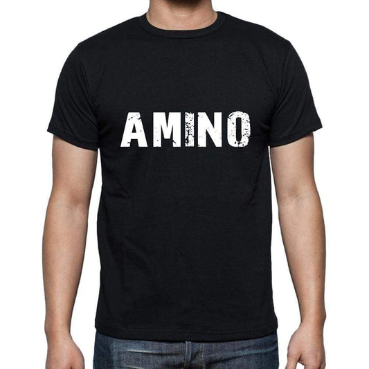 Amino Mens Short Sleeve Round Neck T-Shirt 5 Letters Black Word 00006 - Casual