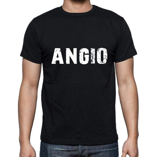 Angio Mens Short Sleeve Round Neck T-Shirt 5 Letters Black Word 00006 - Casual