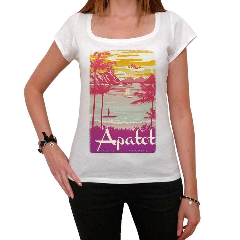 Apatot Escape To Paradise Womens Short Sleeve Round Neck T-Shirt 00280 - White / Xs - Casual